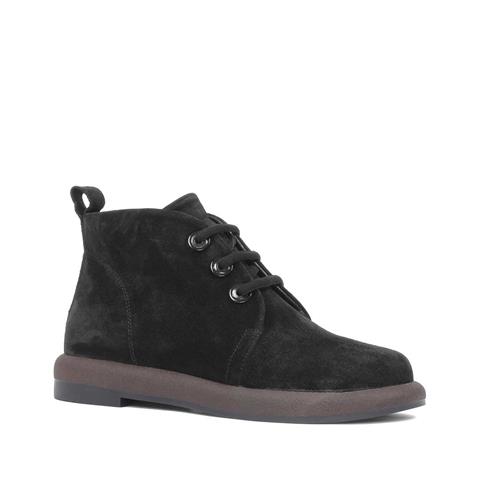 Kadın Siyah Bağcıklı Süet Deri Bot