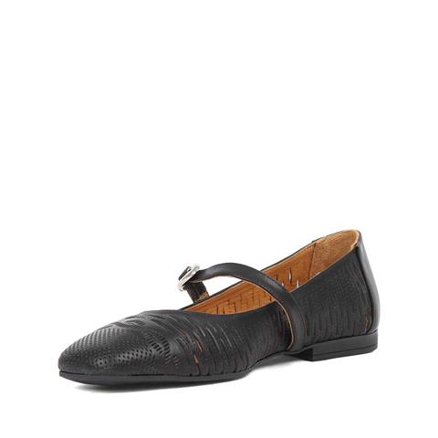 Kadın Siyah Bantlı Deri Babet