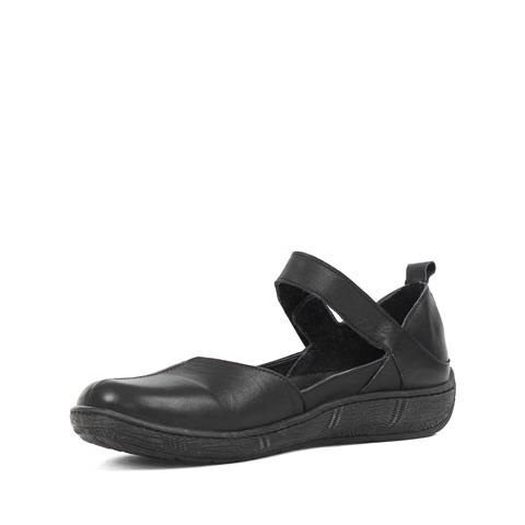 Kadın Siyah Bantlı Önü Kapalı Deri Ayakkabı