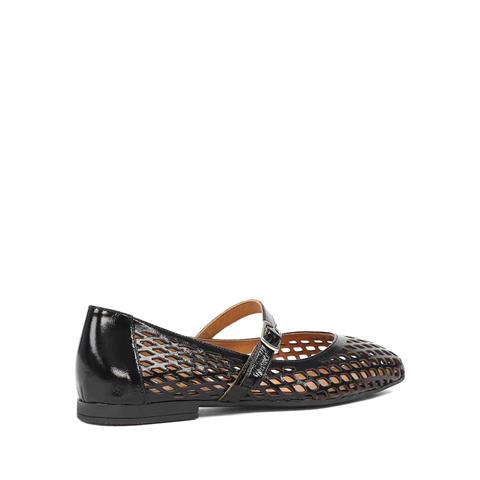 Kadın Siyah Bantlı Rugan Deri Babet