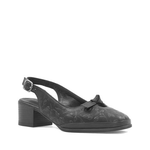 Kadın Siyah Bilekten Bantlı Deri Klasik Ayakkabı