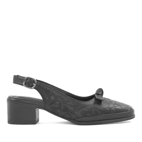 Kadın Siyah Bilekten Bantlı Deri Klasik Ayakkabı