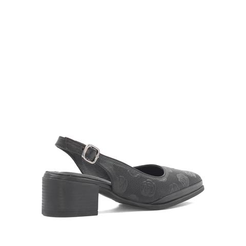 Kadın Siyah Bilekten Bantlı Deri Klasik Ayakkabı