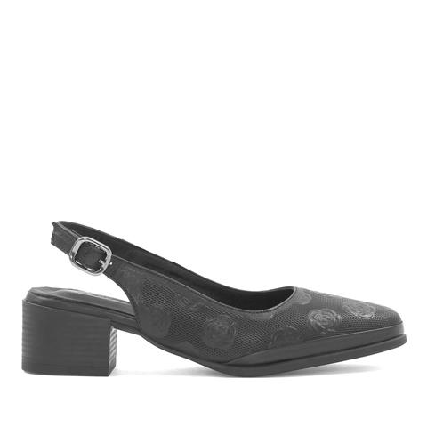 Kadın Siyah Bilekten Bantlı Deri Klasik Ayakkabı