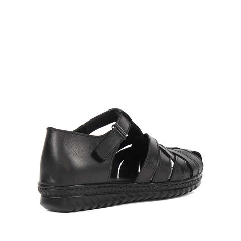 Kadın Siyah Bilekten Bantlı Deri Sandalet