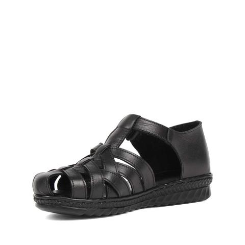 Kadın Siyah Bilekten Bantlı Deri Sandalet