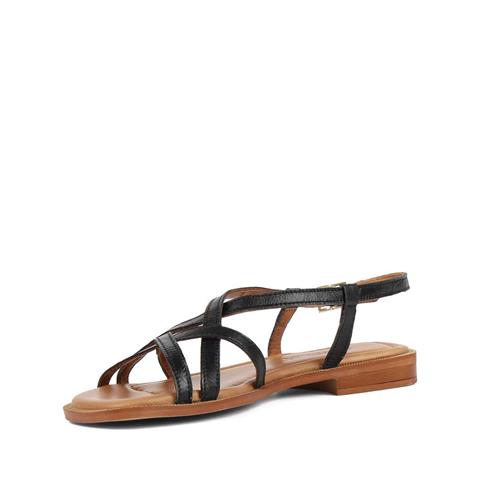 Kadın Siyah Bilekten Bantlı Deri Sandalet