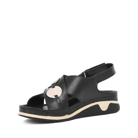 Kadın Siyah Bilekten Bantlı Deri Sandalet