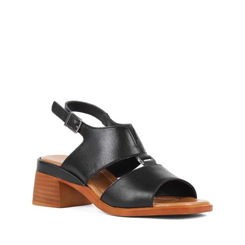 Kadın Siyah Bilekten Bantlı Deri Sandalet