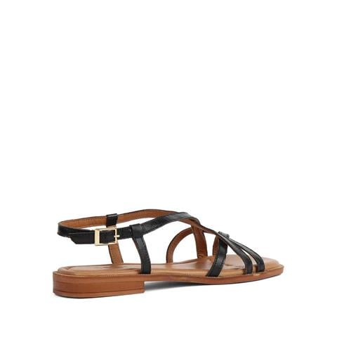 Kadın Siyah Bilekten Bantlı Deri Sandalet