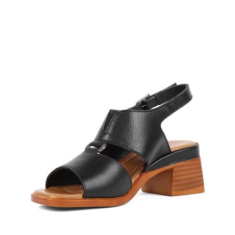 Kadın Siyah Bilekten Bantlı Deri Sandalet