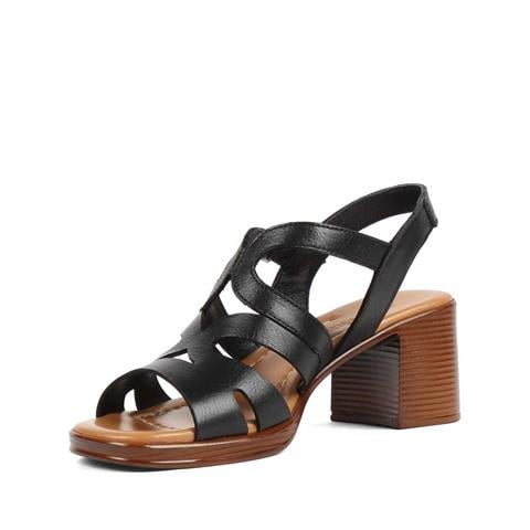 Kadın Siyah Bilekten Bantlı Deri Sandalet