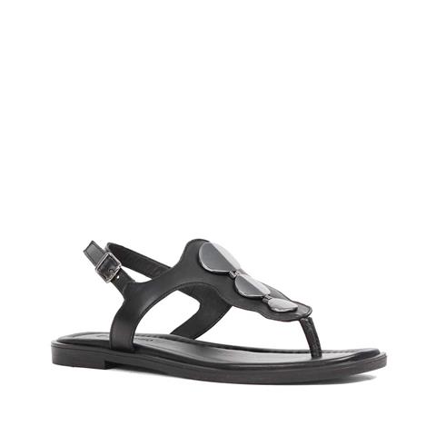 Kadın Siyah Bilekten Bantlı Parmak Arası Deri Sandalet