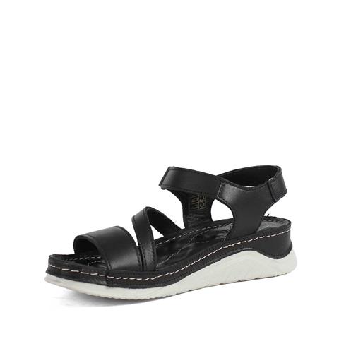 Kadın Siyah Bilekten Cırt Cırtlı Deri Sandalet