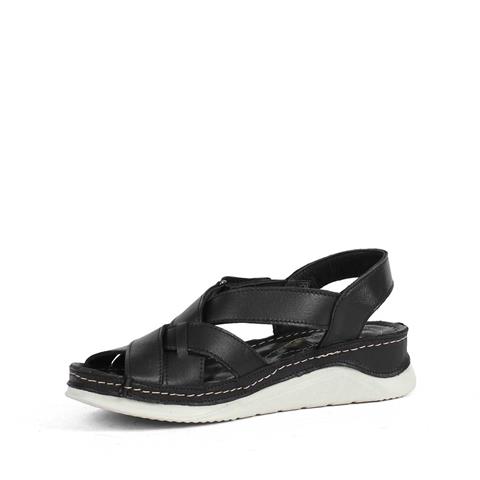 Kadın Siyah Bilekten Cırt Cırtlı Gladyatör Sandalet