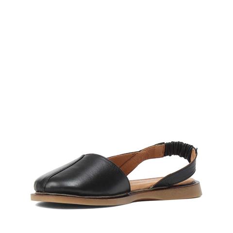 Kadın Siyah Bilekten Lastikli Deri Sandalet