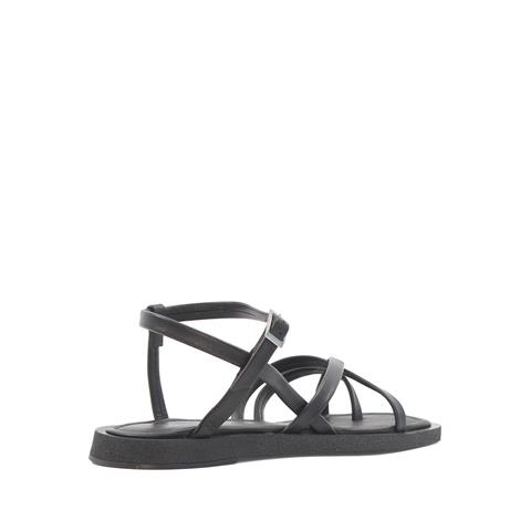 Kadın Siyah Çapraz İnce Bantlı Deri Sandalet