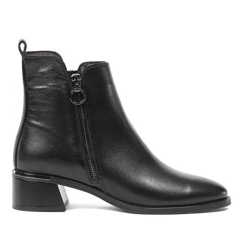 Celal Gültekin Kadın Siyah Çift Fermuarlı Deri Bot