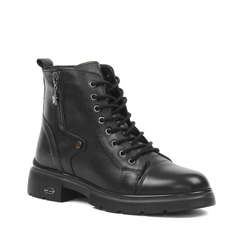 Kadın Siyah Çift Fermuarlı Deri Bot