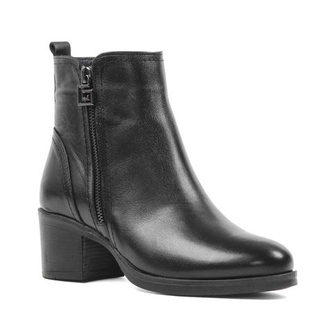 Kadın Siyah Çift Fermuarlı Deri Bot