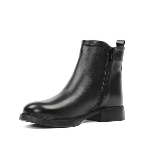 Kadın Siyah Çift Fermuarlı Deri Bot