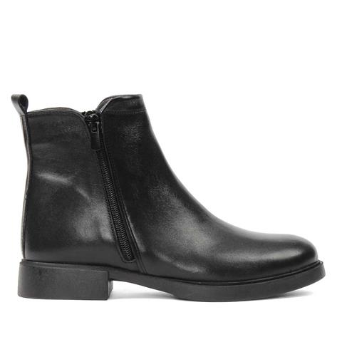 Kadın Siyah Çift Fermuarlı Deri Bot