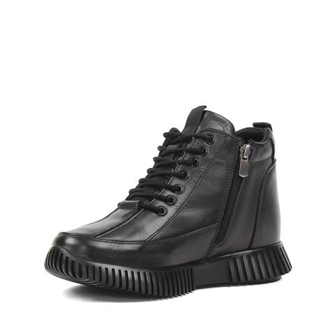 Kadın Siyah Çift Fermuarlı Deri Bot