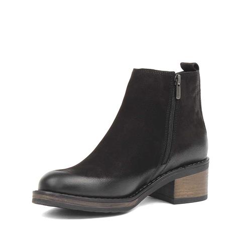 Kadın Siyah Çift Fermuarlı Nubuk Deri Bot