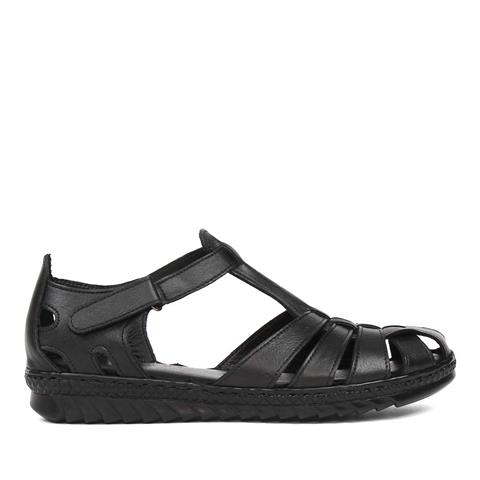 Kadın Siyah Cırt Cırtlı Gladyatör Sandalet