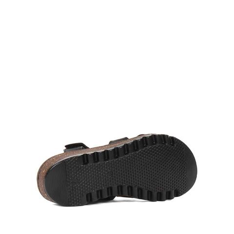 Kadın Siyah Cırtlı Deri Terlik