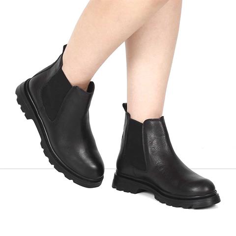 Kadın Siyah Deri Chelsea Bot