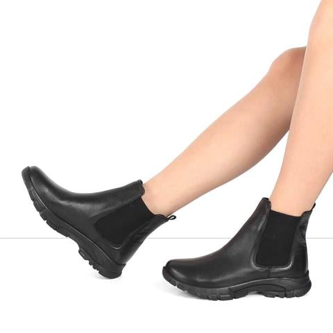 Kadın Siyah Deri Chelsea Bot