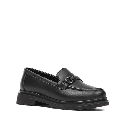 Kadın Siyah Deri Loafer
