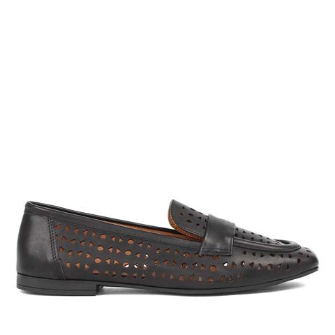 Kadın Siyah Deri Loafer