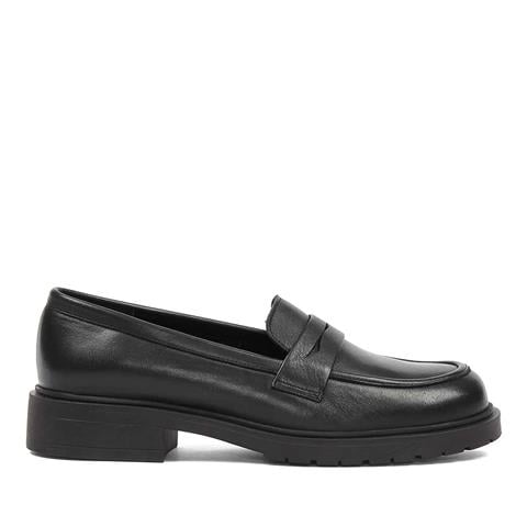 Kadın Siyah Deri Loafer