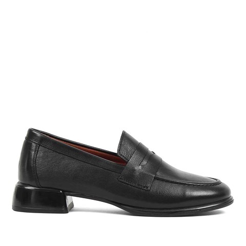 Kadın Siyah Deri Loafer