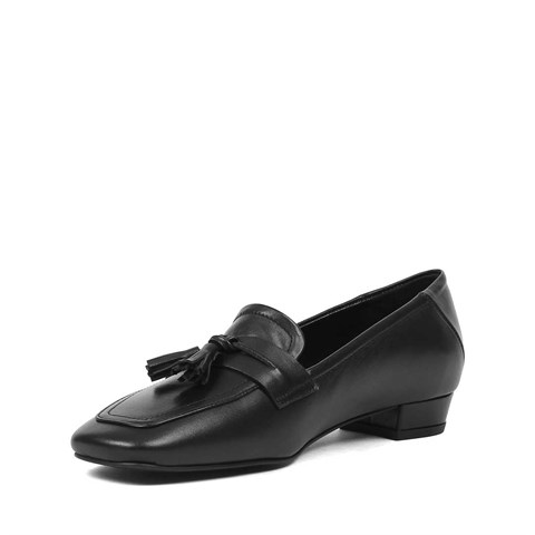 Kadın Siyah Deri Loafer