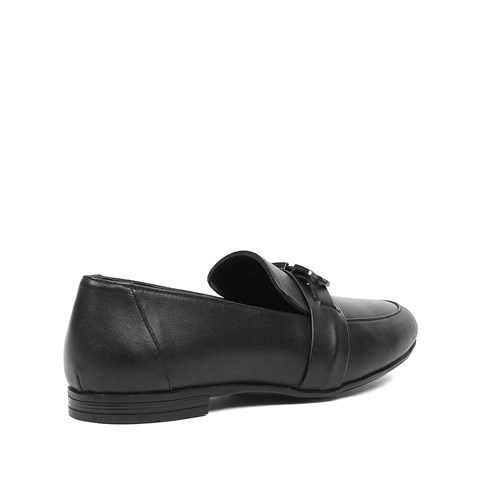 Kadın Siyah Deri Loafer