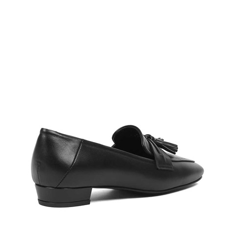 Kadın Siyah Deri Loafer