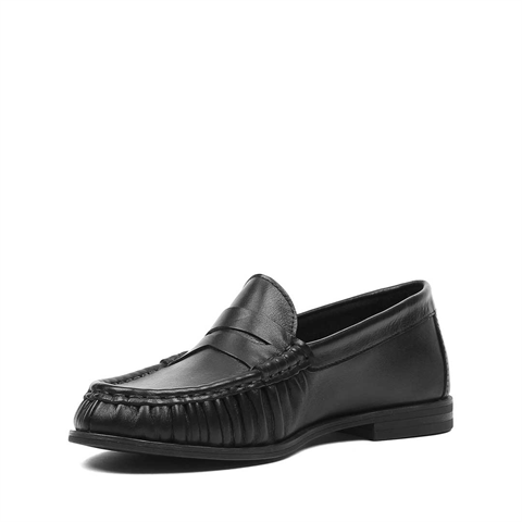 Kadın Siyah Deri Loafer