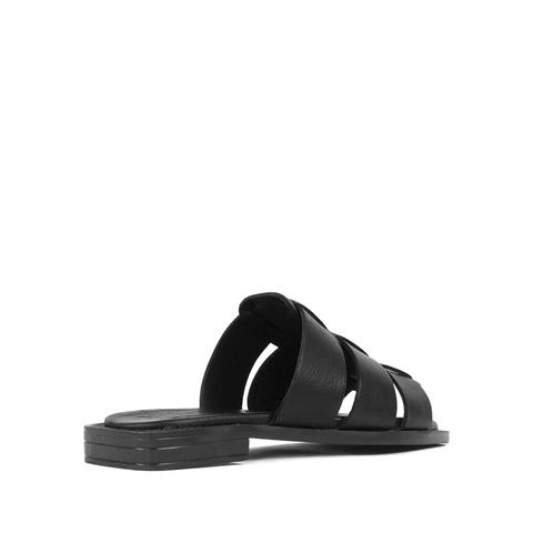 Kadın Siyah Deri Terlik