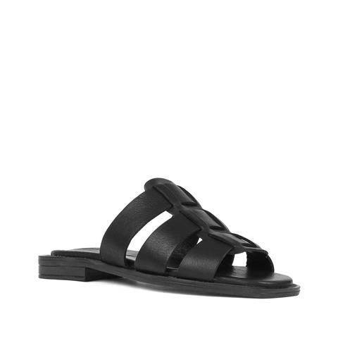 Kadın Siyah Deri Terlik