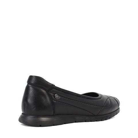 Kadın Siyah Dikiş Detaylı Deri Ayakkabı