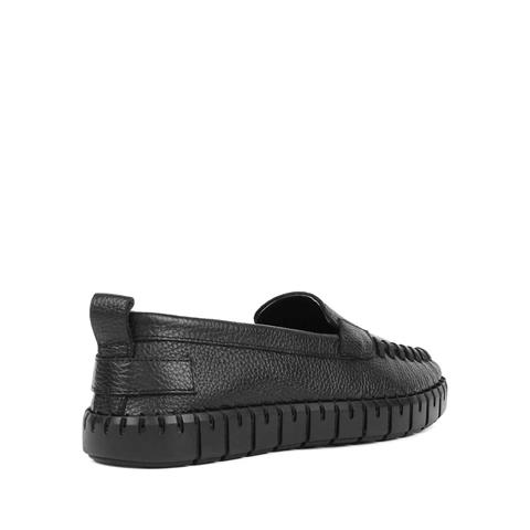 Kadın Siyah Dikiş Detaylı Deri Ayakkabı