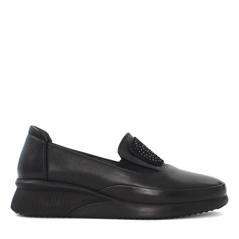 Kadın Siyah Dolgu Topuklu Deri Ayakkabı