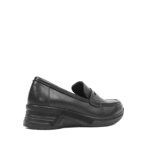 Kadın Siyah Dolgu Topuklu Deri Ayakkabı