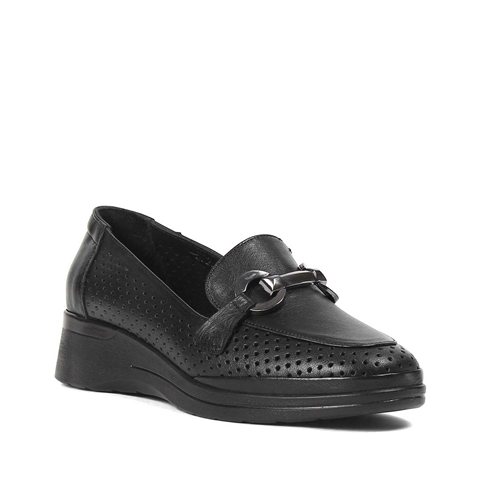 Kadın Siyah Dolgu Topuklu Deri Ayakkabı