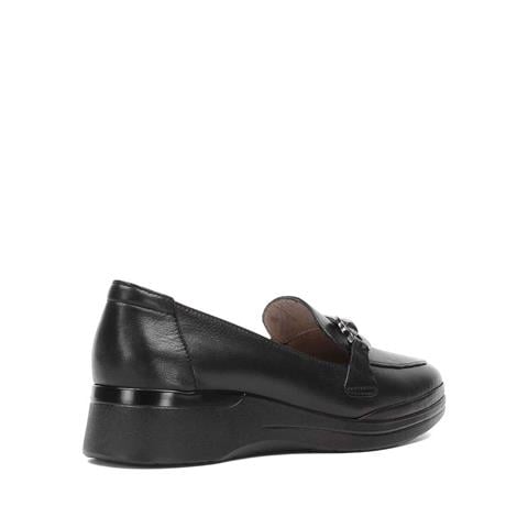 Kadın Siyah Dolgu Topuklu Deri Ayakkabı