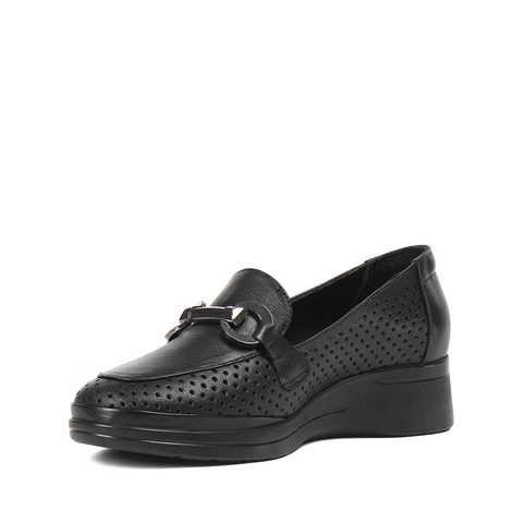 Kadın Siyah Dolgu Topuklu Deri Ayakkabı