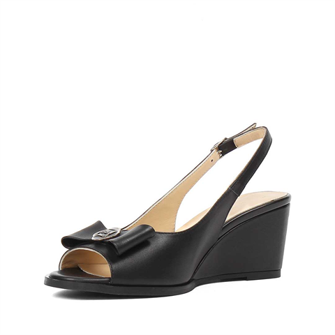 Kadın Siyah Dolgu Topuklu Deri Ayakkabı